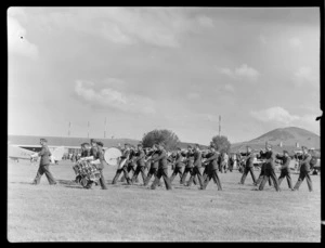 RNZAC Pageant, Dunedin, showing band of the Otago Air Training Corps, marching