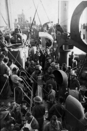2nd NZEF 5th Infantry Brigade on board the ship Glengyle during the evacuation of Greece