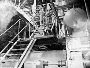 Interior of Petrie's gum extraction plant, Henderson, Auckland