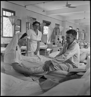 Sister and patient at 3 NZ General Hospital, Beirut, Lebanon - Photograph taken by M D Elias