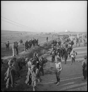 Axis POWs being brought in during World War II, Tunisia - Photograph taken by M D Elias