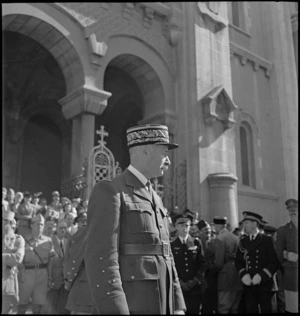 General Henri Giraud watches triumphal march through Tunis, World War II - Photograph taken by M D Elias