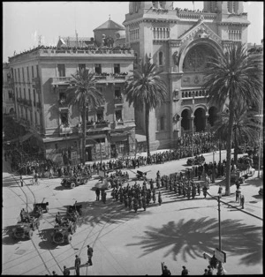 Allied parade through Tunis after its capture in World War II - Photograph taken by M D Elias