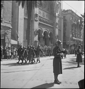 French section of Allied parade through the streets of Tunis, World War II - Photograph taken by M D Elias