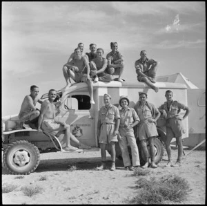 Americans and New Zealanders with American Field Service ambulance in Egypt - Photograph taken by H Paton