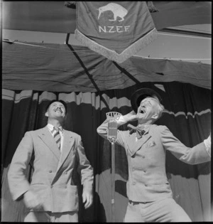 Kiwi Concert Party comedians J Reidy and J Millins, El Alamein front, Egypt - Photograph taken by H Paton