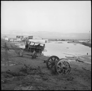 Wrecked railway vehicles at Fuka Railway Station, Egypt - Photograph taken by H Paton