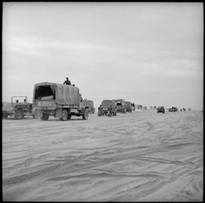 NZ convoy in the van of Allied pursuit of Axis forces, Egypt - Photograph taken by H Paton