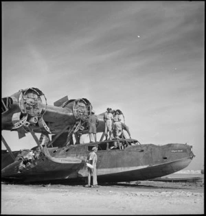 Wrecked German flying boat on shores of Mersa Matruh Harbour, Egypt - Photograph taken by M D Elias