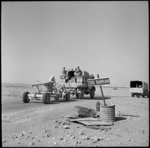 NZ Bofors gun turns into Sidi Barrani after Alamein - Photograph taken by H Paton