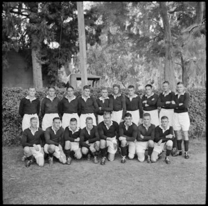 Armoured Brigade Rugby Team at Maadi Camp, Egypt, World War II - Photograph taken by H Paton