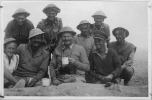 GOC joins 22nd Battalion in a cup of tea near Miteiriya, World War II - Photograph taken by Sergeant Whitty