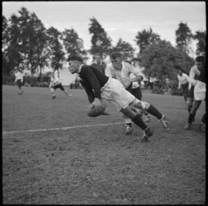 Parsons, Armoured Brigade, clears ball from lineout against Maadi Camp Team - Photograph taken by H Paton