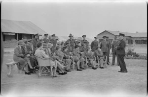 Colonel Williamson hands over keys to donated ambulances, Maadi - Photograph taken by W Timmins