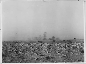 Smoke and dust from a German air attack in the Western Desert, World War II - Photograph taken by G H Levien