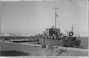 Light naval craft tied up at Mersa Matruh Harbour, Egypt - Photograph taken by G V Turnbull