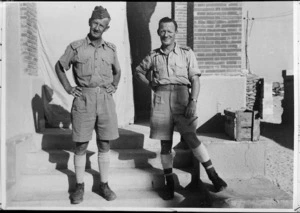 Lieutenant Coleman and Lieutenant Colonel Gwilliam outside Mersa Matruh HQ, Egypt - Photograph taken by G V Turnbull