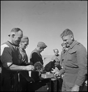 Serving out Christmas dinner at Sirte, Libya, World War II