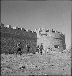 NZ infantry attacking Italian fort at Cyrenaica, Libya - Photograph taken by M D Elias