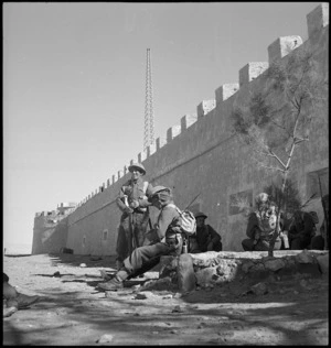 NZ troops resting outside the fort at Cyrenaica, Libya - Photograph taken by M D Elias