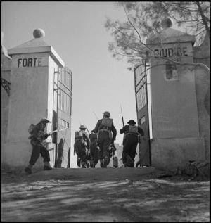 Infantry troops entering an Italian fort at Cyrenaica, Libya - Photograph taken by M D Elias