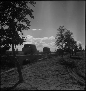 NZ convoy moving towards Azizia, Libya, World War II - Photograph taken by H Paton