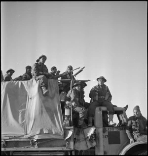 Members of Maori Battalion entering Tripoli, Libya, World War II - Photograph taken by H Paton