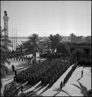 Representative units of 8th Army assembled in Plaza Castello, Tripoli, World War II - Photograph taken by H Paton