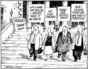 "With a name like English I expected more of an orator." "Not much charisma." "Doesn't have Cullen's timimg!" "True! Cullen's departure was timed to perfection!" 28 May 2009