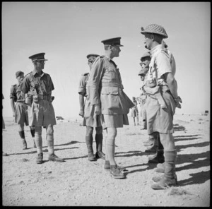 General Auchinleck talking with NZ officers on the parade in the Western Desert