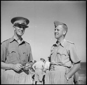 Brigadier Harold Eric Barrowclough talking with his brother Charles Byers Barrowclough in Egypt, World War II