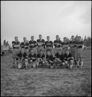 Divisional Signals Rugby Team at Tripoli, World War II - Photograph taken by H Paton