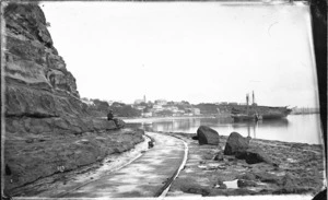 Official Bay, Auckland in 1864, from the beach