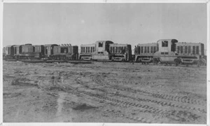 Diesel trains operated in the Western Desert by NZ engineers, World War II - Photograph taken by Major D A Clarke