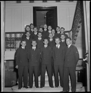 Naval personnel attend dinner at YMCA hostel for Hon F Jones in Alexandria, Egypt, during World War II - Photograph taken by S Wemyss