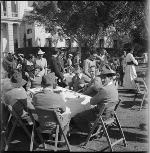 Garden party in Cairo for troops repatriated from Italy - Photograph taken by S Wymess