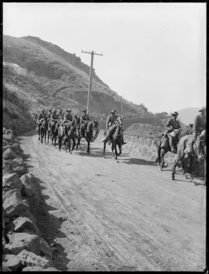 Mounted troops, World War I, probably Canterbury region