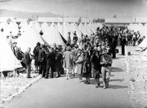 Visitors at Trentham Military Camp during World War II
