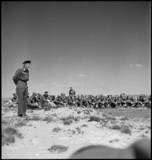 General Bernard Montgomery addresses representatives of NZ Units in Tunisia, World War II - Photograph taken by H Paton
