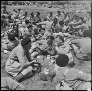 Lunch time at 4th Armoured Briagde Sports Meeting held at Farouk Stadium, Cairo - Photograph taken by G R Bull