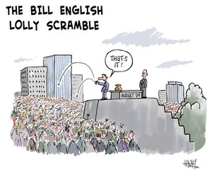 The Bill English lolly scramble. "That's it!" 29 May 2009