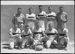 Seven a side rugby team of 17 NZ Railway Operating Company, Egypt - Photograph taken by W Timmins