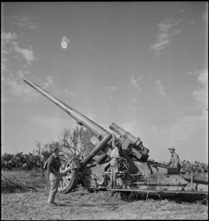 German 170mm gun captured by New Zealanders in Tunisia, World War II - Photograph taken by M D Elias