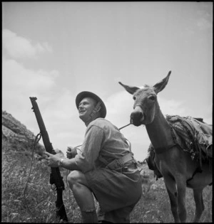 W J Shaw of 1st New Zealand Mule Pack Company, Tunisia - Photograph taken by M D Elias