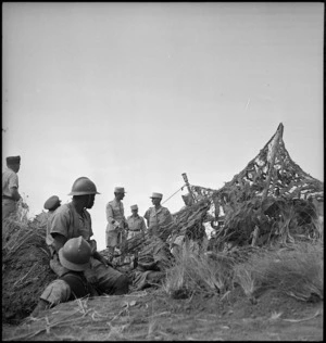 Free French Chad troops in Tunisia inspected by General Phillippe Leclerc during World War II - Photograph taken by M D Elias