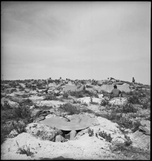 Front line Free French Chad troops in slit trenches in Tunisia, World War II - Photograph taken by M D Elias