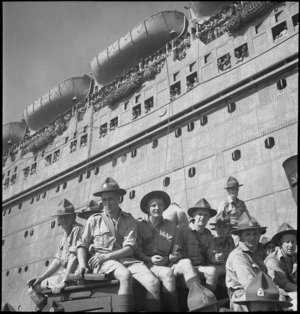 Group of 10th reinforcements arriving at Port Tewfik, World War II - Photograph taken by M D Elias