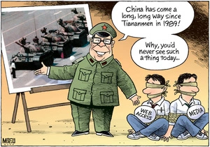"China has come a long, long way since Tiananmen in 1989! Why, you'd never see such a thing today..." 5 June 2009