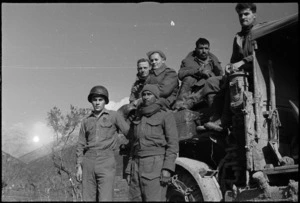 Group of soldiers on 5th Army Front, Italy, World War II - Photograph taken by G Kaye