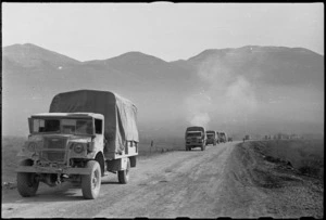 NZ transport on the move in their sector of 5th Army Front in southern Italy, World War II - Photograph taken by G Kaye